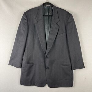 Vintage Giorgio Armani Wool Sport Coat Blazer Mens 46L Gray Stripe Neiman Italy